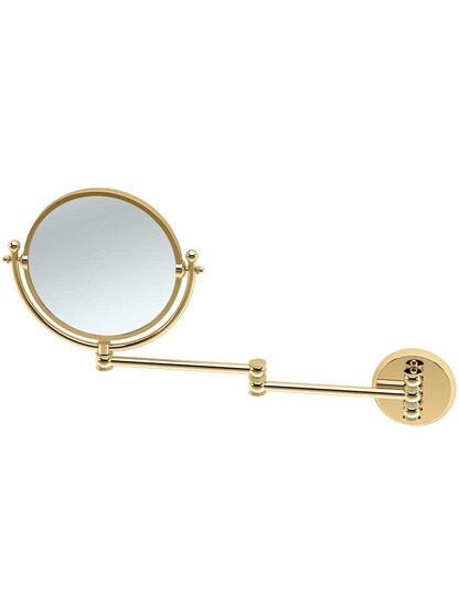 Swing Arm Wall-Mount Mirror - 14 inch Length in Polished Brass.